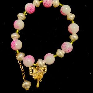 Pink and white beaded bracelet #jewellery
18cm/7.08in